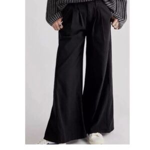 New size 26 We The Free People Equinox pleated wide leg washed black denim jeans